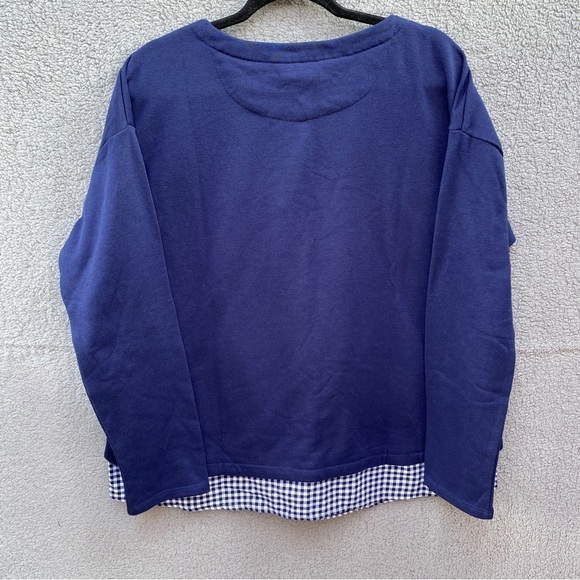 Izod 2-fer Button Accent Peacoat Sweatshirt Blue Gingham Plaid Long Sleeve Sz XL - Picture 6 of 11